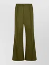 Marni Wide-leg Wool Pants Pleats In Green
