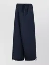 Marni Wide Leg Wool Trousers Featuring Drawstring In Blue