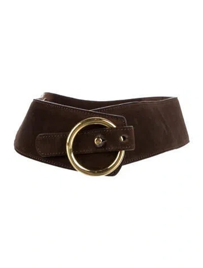 Pre-owned Marni Wide Suede Belt Kit In Brown