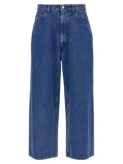 Marni Wide-leg Logo Patch Jeans In Blue
