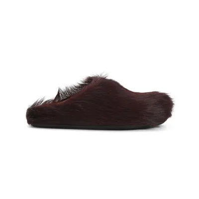Marni Wild Cherry Calf Hair Fussbett Mules In Black