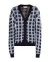 Marni Checked Mohair-blend Cardigan In Black