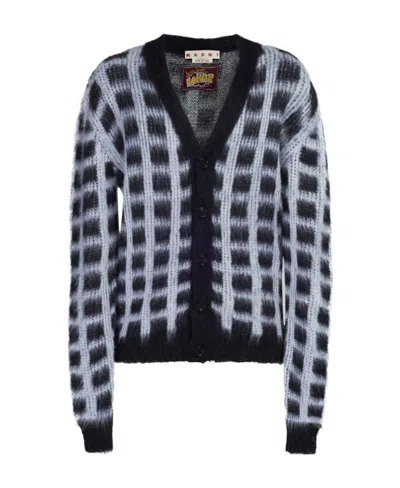 MARNI MARNI BRUSHED CHECK FUZZY WUZZY CARDIGAN