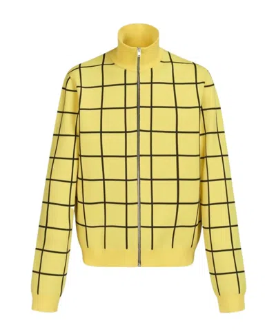 Marni Windowpane-print Roll-neck Sweatshirt In Yellow