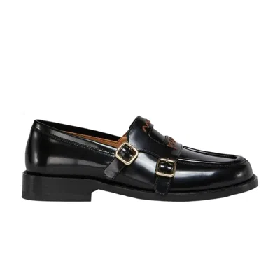 Pre-owned Marni Wmns Double Buckle Leather Moccasin 'black' | Women's Size 37