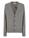 Marni Wolf-patch Cardigan In Gray