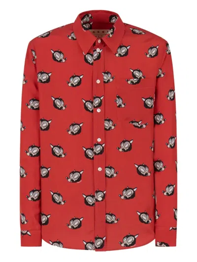 Marni Hemd Mit Wolves-print In Red