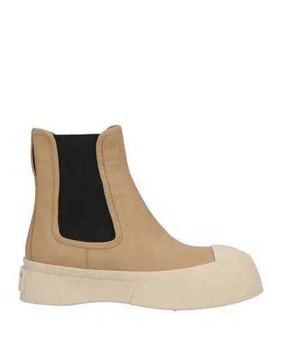 Marni Woman Ankle Boots Beige Size 8 Leather
