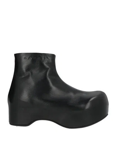 Marni Woman Ankle Boots Black Size 6 Leather In Metallic