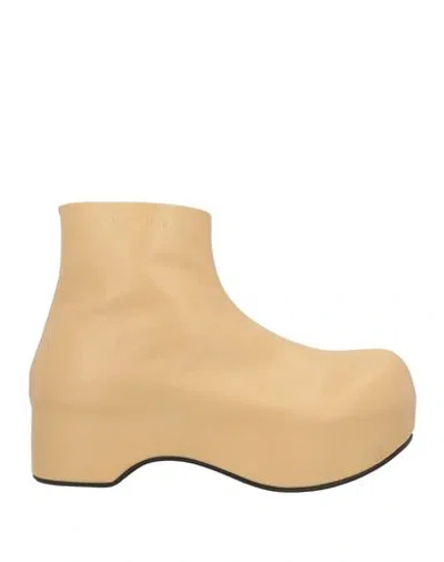 Marni Woman Ankle Boots Sand Size 10 Leather In Neutral