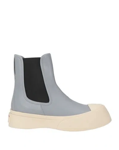 Marni Woman Ankle Boots Slate Blue Size 10 Leather