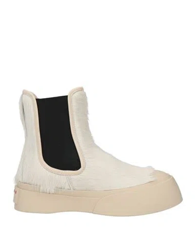 Marni Woman Ankle Boots White Size 8 Leather In Gold