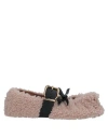 Marni Woman Ballet Flats Antique Rose Size 6 Shearling, Leather In Pink