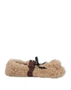 Marni Woman Ballet Flats Beige Size 5 Shearling, Leather