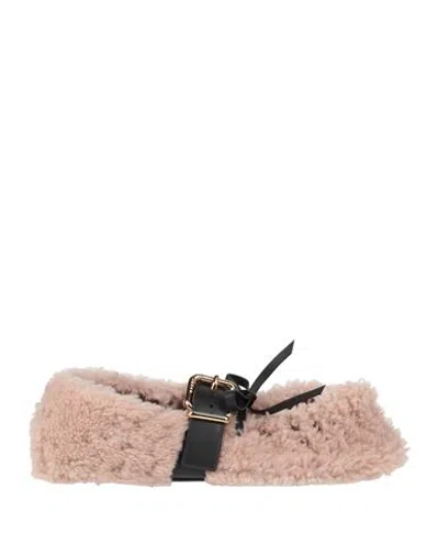 MARNI MARNI WOMAN BALLET FLATS BLUSH SIZE 6 SHEARLING, LEATHER