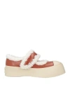Marni Woman Ballet Flats Camel Size 8 Soft Leather, Textile Fibers In Beige