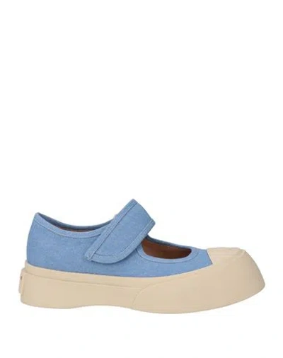 Marni Woman Ballet Flats Light Blue Size 9 Textile Fibers In Multi