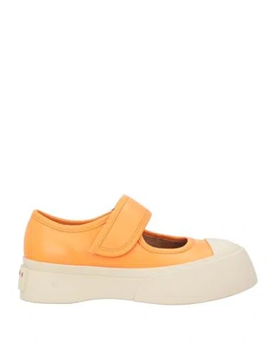 Marni Woman Ballet Flats Orange Size 6 Soft Leather In Multi