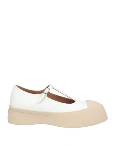 Marni Woman Ballet Flats White Size 8 Leather