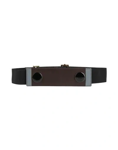 Marni Woman Belt Dark Brown Size M Calfskin, Textile Fibers