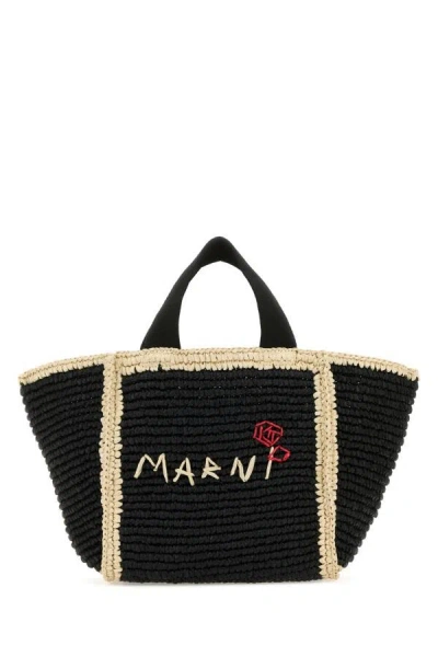 Marni Woman Black Raffia Shopping Bag