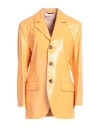 Marni Woman Blazer Apricot Size 0 Lambskin, Cow Leather In Orange