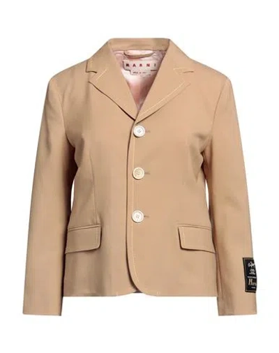Marni Woman Blazer Beige Size 4 Virgin Wool