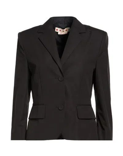 Marni Woman Blazer Black Size 4 Cotton, Polyamide