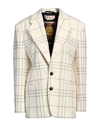 Marni Woman Blazer Cream Size 6 Virgin Wool In White