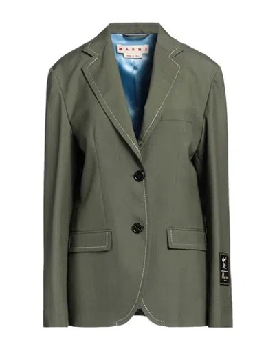 Marni Woman Blazer Military Green Size 6 Virgin Wool