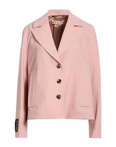 Marni Woman Blazer Pink Size 2 Polyester, Virgin Wool, Elastane