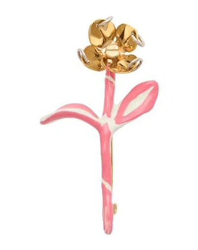 Marni Woman Brooch Salmon Pink Size - Metal In Multi