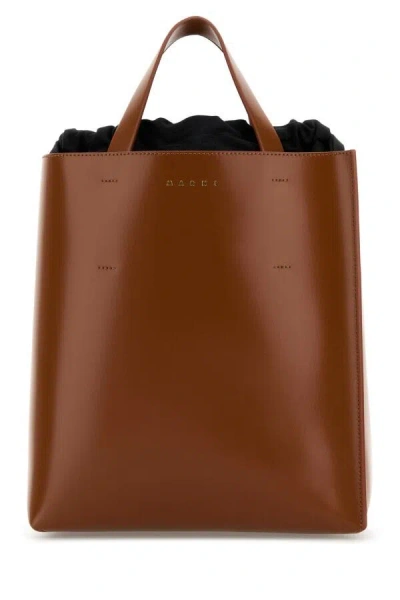 MARNI MARNI WOMAN BROWN LEATHER SMALL MUSEO HANDBAG 