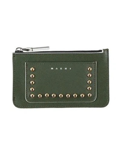 Marni Woman Cardholder Military Green Size - Cow Leather, Brass, Zinc, Aluminum, Copper