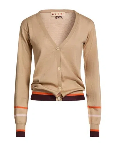 Marni Woman Cardigan Beige Size 4 Virgin Wool, Silk In Sand