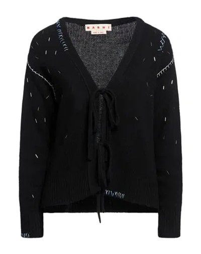 Marni Woman Cardigan Black Size 8 Virgin Wool, Cashmere