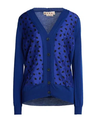 Marni Woman Cardigan Blue Size 6 Virgin Wool, Viscose