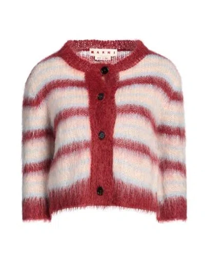 MARNI MARNI WOMAN CARDIGAN BRICK SIZE 2 MOHAIR WOOL, POLYAMIDE, WOOL