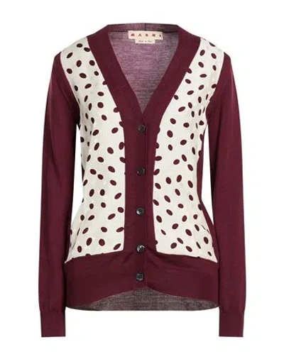 Marni Woman Cardigan Burgundy Size 2 Virgin Wool, Viscose In Red