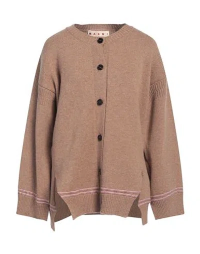 Marni Woman Cardigan Camel Size 2 Virgin Wool