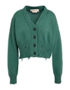Marni Womens Cropped Rip-effect Cotton-knit Cardigan Peacock In Green