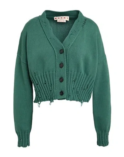 MARNI MARNI WOMAN CARDIGAN DARK GREEN SIZE 6 COTTON