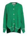 Marni Intarsia-knit Logo Cotton Cardigan In Green