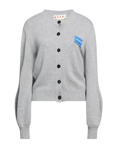 Marni Woman Cardigan Grey Size 6 Cashmere In Gray