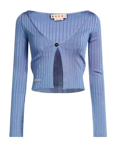 Marni Woman Cardigan Light Blue Size 8 Viscose, Polyamide, Elastane