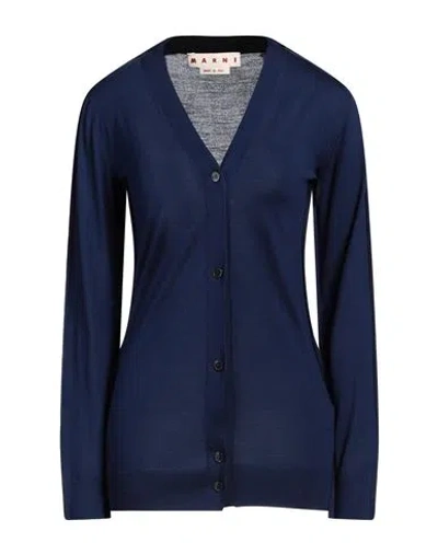 Marni Woman Cardigan Navy Blue Size 4 Virgin Wool