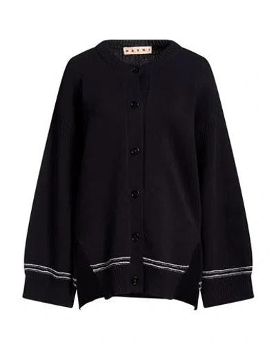 Marni Woman Cardigan Navy Size 2 Virgin Wool In Black