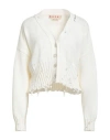 Marni Destroyed-effect Cropped Cardigan In White