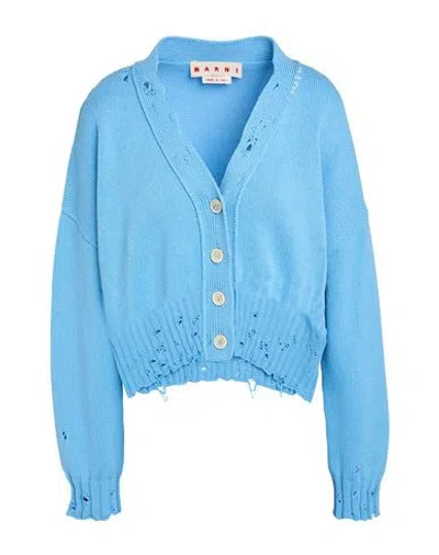 Marni Woman Cardigan Sky Blue Size 6 Cotton In Blue