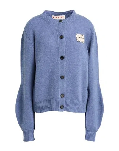 Marni Woman Cardigan Slate Blue Size 6 Cashmere